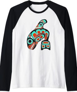 Orca Whale Haida Style Art - Native American Totem Tribal Raglan Baseball Tee