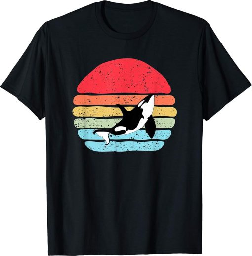 Orca Vintage Retro Art, Killer Whale Orca Retro Silhouette T-Shirt